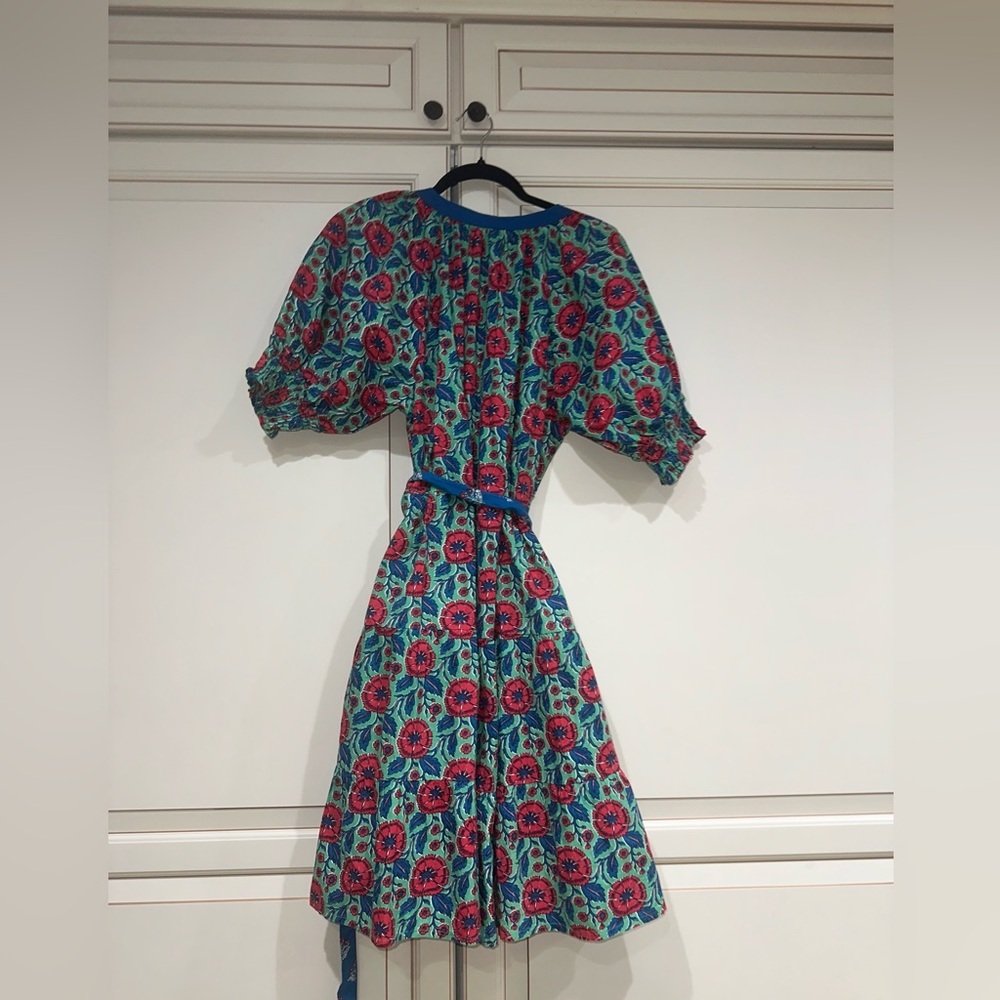 Printfresh x Paper Pencil Co Blue Red White Floral Printed Dress - Picture 8 of 8